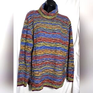 Women's Miss College Multi-color Soft Wool‎ Blend Turtleneck Sweater | Size XL